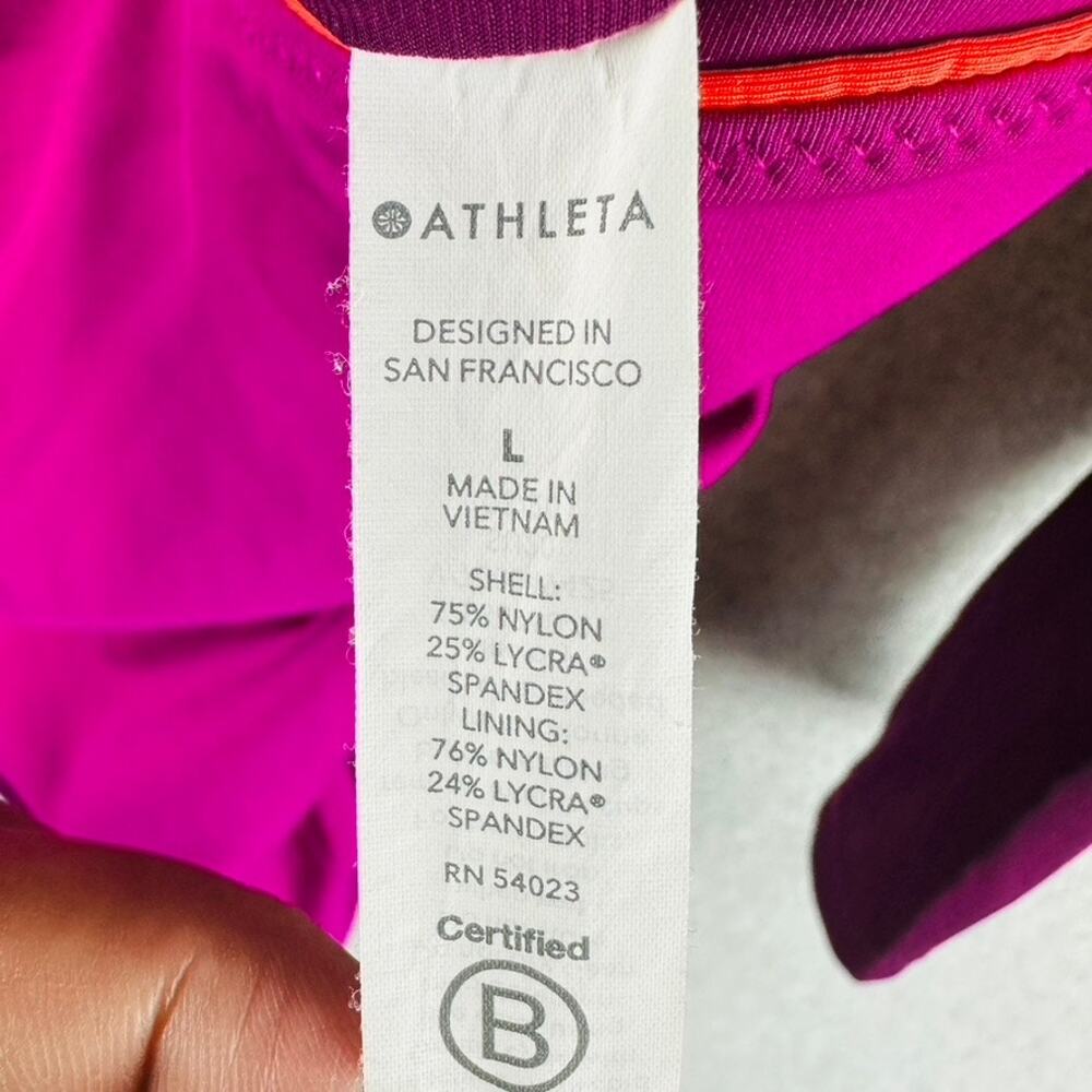 Athleta Womans Large Wavebrake One Piece Swim Suit Pink Color Block Long Sleeve - Picture 10 of 10